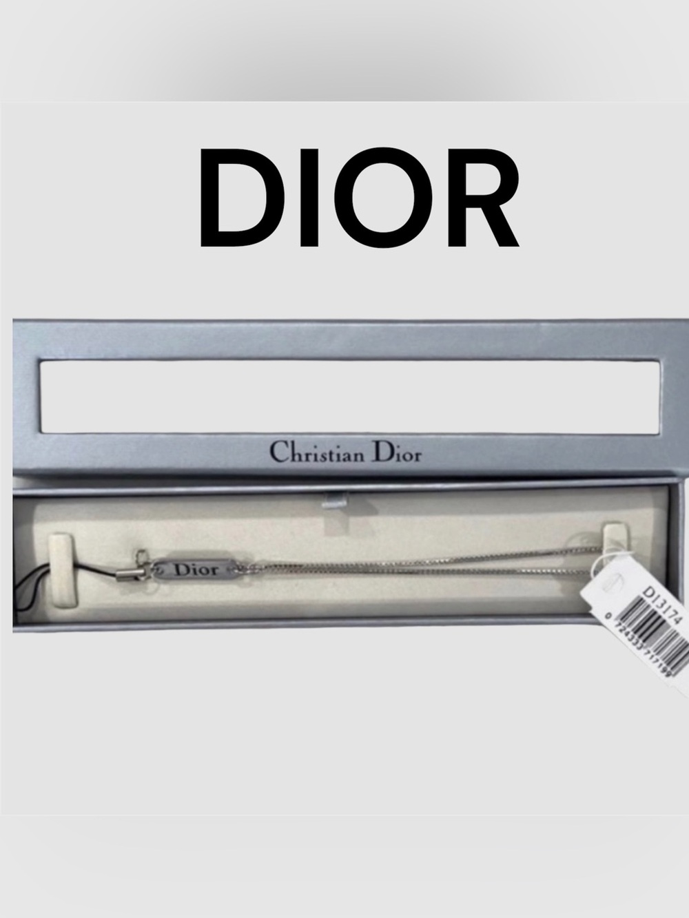 Dior Wristlet Phone Bag Charm Lizard  Chain Silver Tone Metal